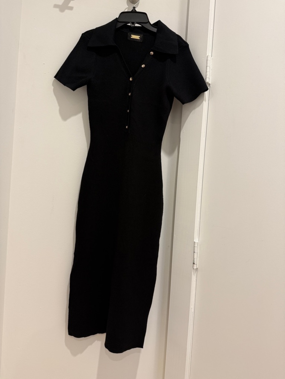 Alexia Admor Black Ribbed Polo Midi Dress Pre Owned Size Medium